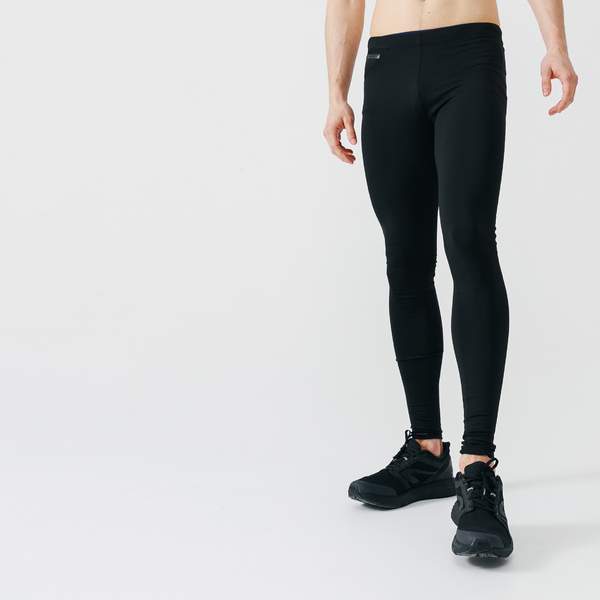 Тайтсы для бега утепленные мужские черные RUN WARM Kalenji