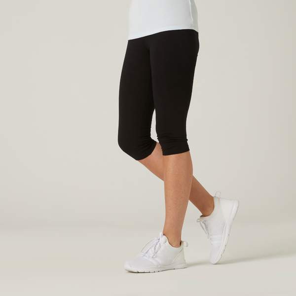 Бриджи для фитнеса хлопковые обтягивающие женские черные FIT+ SLIM Nyamba