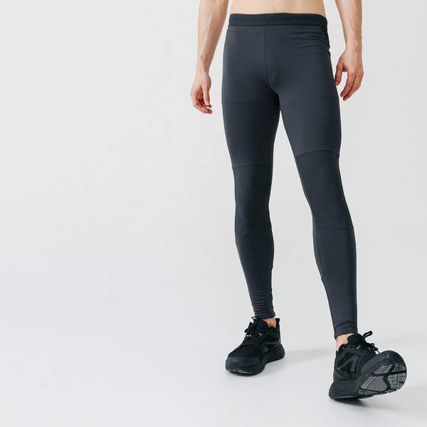 Тайтсы для бега длинные утепленные мужские черные WARM PLUS Kalenji