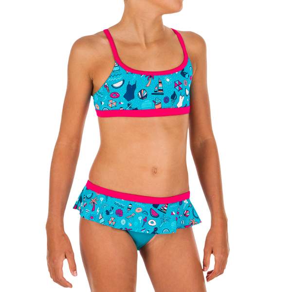 Купальник раздельный для девочек голубой Riana Skirt all playa Nabaiji