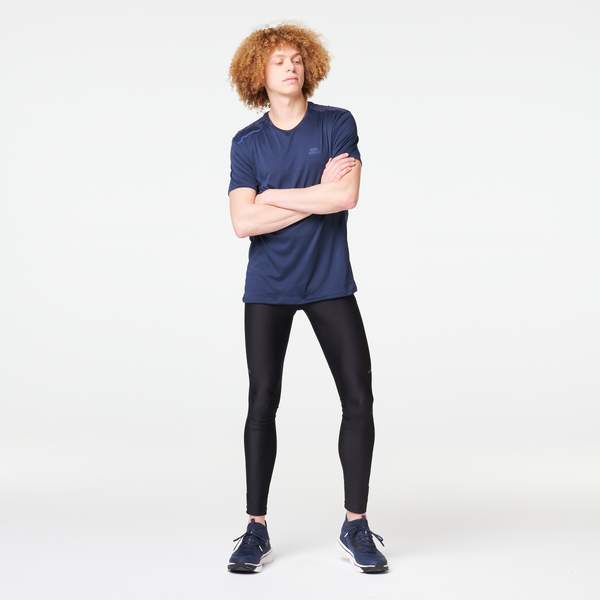 Тайтсы для бега мужские черные RUN DRY+ Kalenji