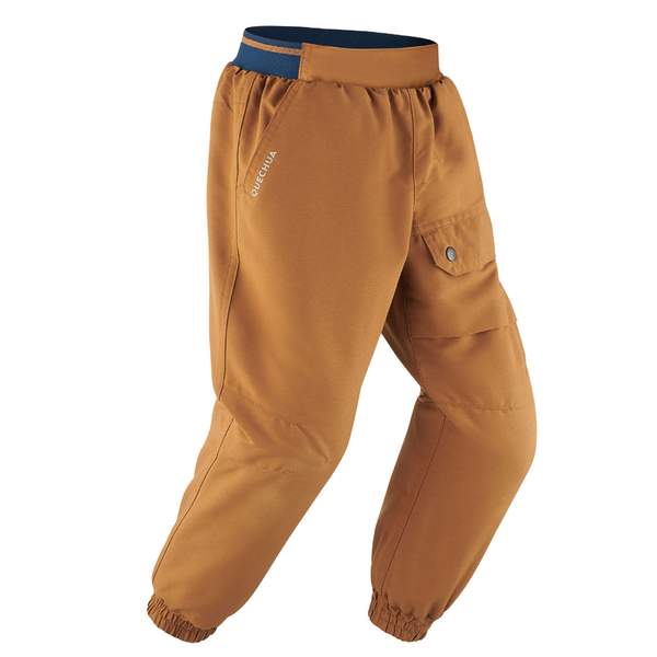 Брюки для походов утепленные водоотталкивающие детские коричневые SH100 X-WARM Quechua