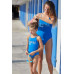 Купальник для плавания слитный для девочек синий VEGA SWIM Nabaiji
