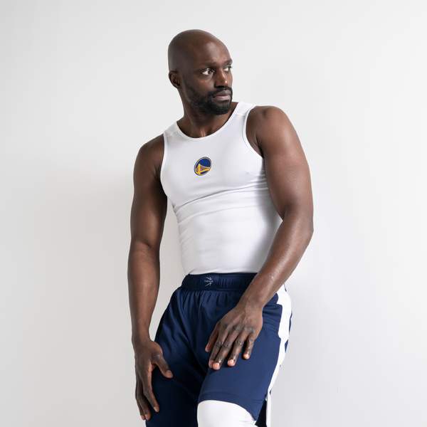 Майка баскетбольная компрессионная мужская белая UT500 NBA STATE WARRIORS Tarmak
