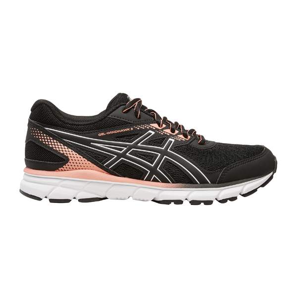 Кроссовки для бега женские с принтом черно-розовые GEL WINDHAWK Asics